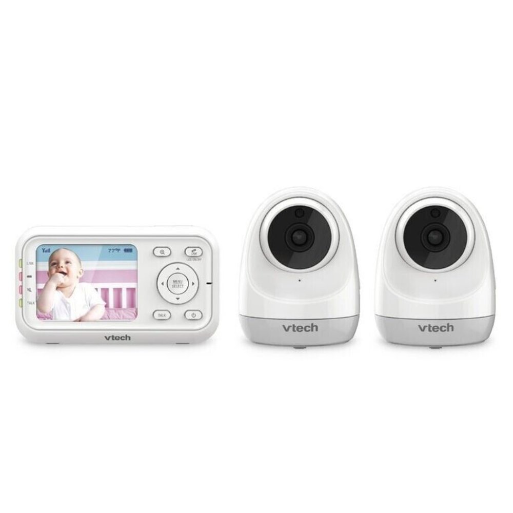 VTech VM3261-2 2.8” Digital Video Baby Monitor, 2 Pan & Tilt Cameras -Used